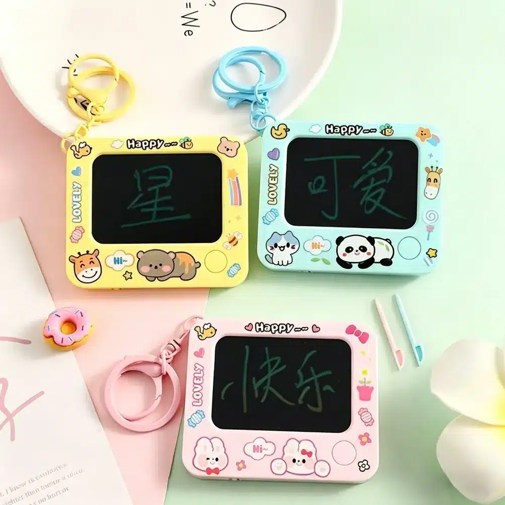 Cute Mini LCD Writing Tablet Keychain for Kids